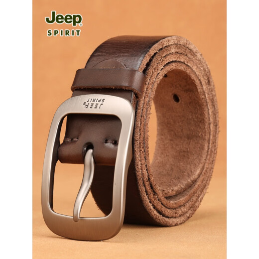 Jeep (JEEP) anti-allergic pure luxury new cowhide belt men's casual handmade belt men's genuine leather pin buckle retro trouser belt trend 1047 [retro bronze buckle] thickened belt 130cm