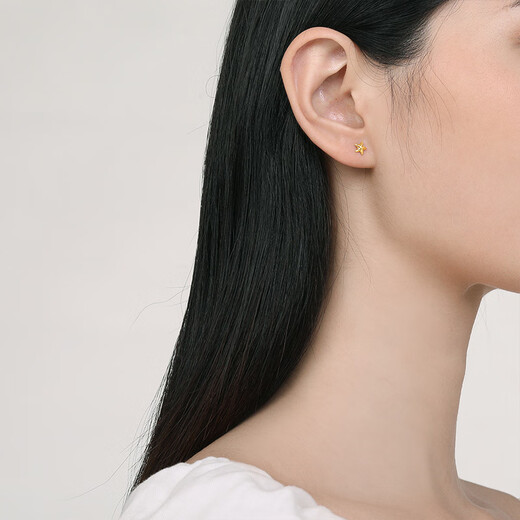 Saturday Fortune Haixing Pure Gold 999 Gold Earrings Women's Earrings Birthday Gift Price AA096005 Approximately 0.73g One Pair