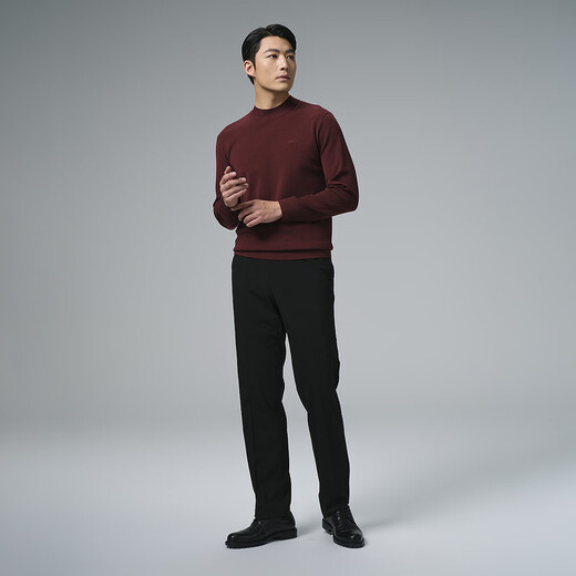 Lilang Machine Washable Wool Sweater Men's Winter Sweater 2025 New Business Men's Sweater Warm Knitted Sweater Bottoming Shirt True Red (G5DMS0084S) XL 175/88A