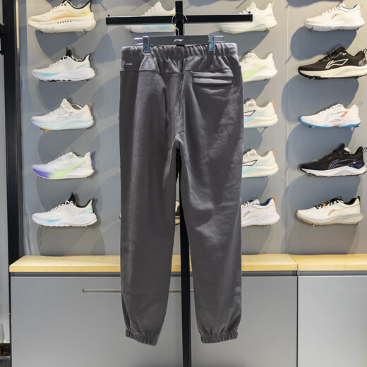 Li Ning men's sweatpants 2025 winter anti-Wu BADFIVE leg-warming plus velvet warm loose sports pants AKLV779 soot gray AKLV779-3 S