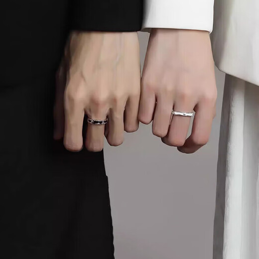 Ji Sifan's light luxury couple's ring, fashionable ring, wedding, proposal, anniversary, birthday, Valentine's Day, high-end practical gift for girlfriend, Morning and Dusk Pair of Rings