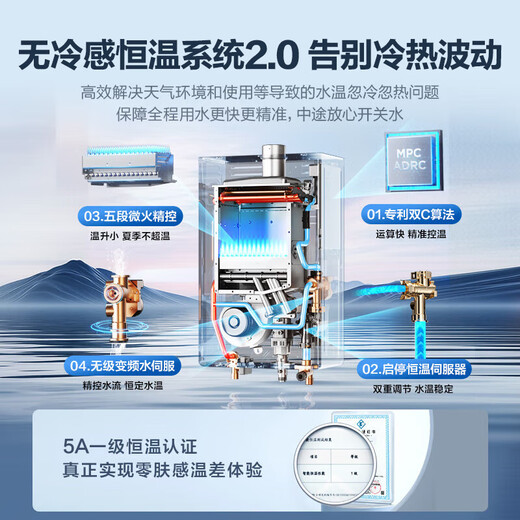 Haier KL5max Xiaohonghua gas water heater - blooming version 16 liters of natural gas household TSI supercharged first level silent and no cold feeling 15% national subsidy 16L Xiaohai Whale KL5MAX annual hot new product