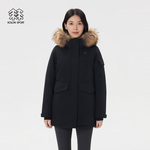 KOLON SPORT waterproof, windproof and breathable women's mid-weight fur collar hooded goose down jacket