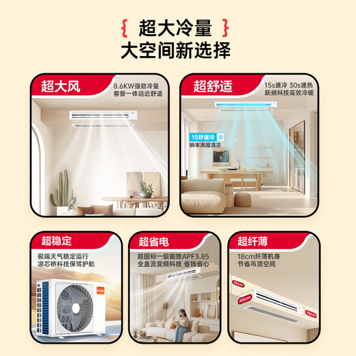 Leader central air conditioner Haier Smart Home duct machine produced by Haier Smart Home, one-to-one living room household 3 hp super power-saving Pro first-class energy efficiency 3p Yuanqi full DC frequency conversion, one price all-inclusive 4 hp first-class energy efficiency super power-saving Plus super large cooling capacity