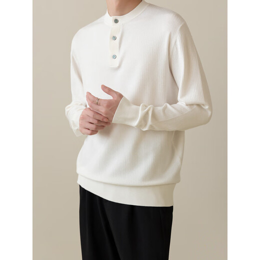 KXKE autumn and winter men's new style 2025 Henry collar simple sweater men's casual commuting sweater half-cardigan long-sleeved inner wear black M