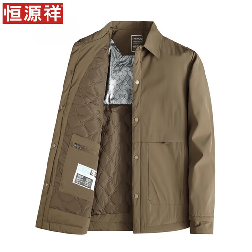 Hengyuanxiang папа зимнее пальто с лацканами двуххлопковое пальто мужское хлопковое пальто большого размера свободное 2025 новое деловое повседневное хлопковое пальто черного цвета 2XL