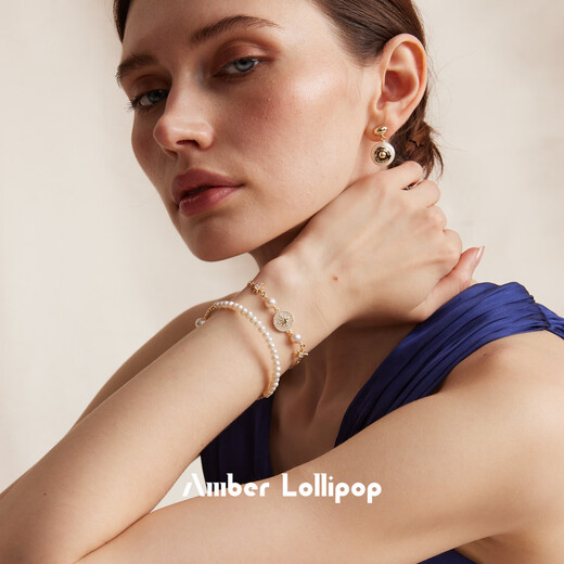 Amber Lollipop eight-pointed star bracelet women's pearl bracelet niche bracelet anniversary birthday gift for girlfriend and wife gold