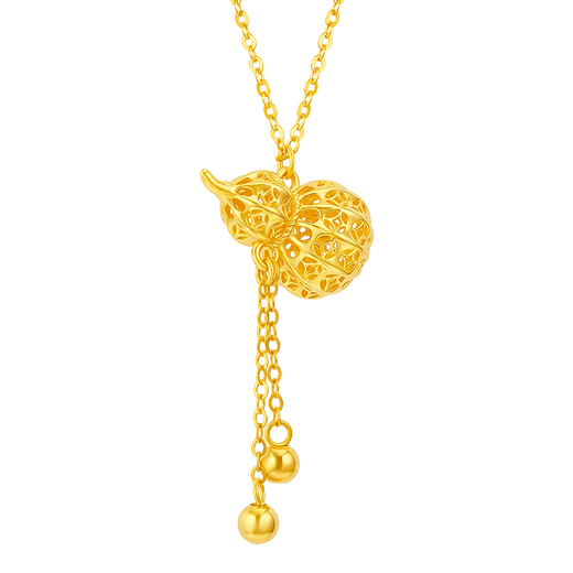 Mingzuan International 18K gold hollow gourd set chain women's au750 tassel necklace clavicle chain new birthday gift for girlfriend