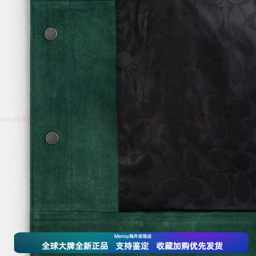 COACH SS24 solid color single-breasted casual long-sleeved leather jacket for men, green New Year gift, green S