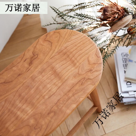 Nordic Japanese style all solid wood makeup stool bedroom simple mortise and tenon dressing table stool cherry wood small apartment shoe changing stool cherry wood color 42*26*44.5 cm