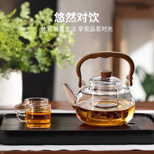YIHUTEA Teapot Glass Tea Kettle Tea Maker Large Capacity High Borosilicate Glass Kettle Electric Ceramic Stove Tea Water Separator Kettle Thickened Lift Shanhe Kettle - Transparent 1100ml