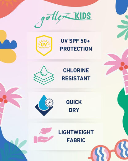 Gottex Girls Infant Toddler and Sunshine Print Sun Protection One Piece Long Sleeve Swimsuit, Multi Multi 3-4T