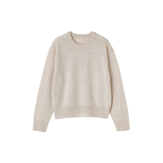 MUJI Women's Wool Washable Medium Gauge Crew Neck Sweater Women's Sweater 25 Winter Women's Oatmeal M (160/84A)