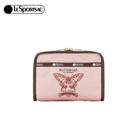 LeSportsac New Butterfly Stamp Series Gentle Pink Storage Bag Coin Purse Women's Clutch Pink Butterfly