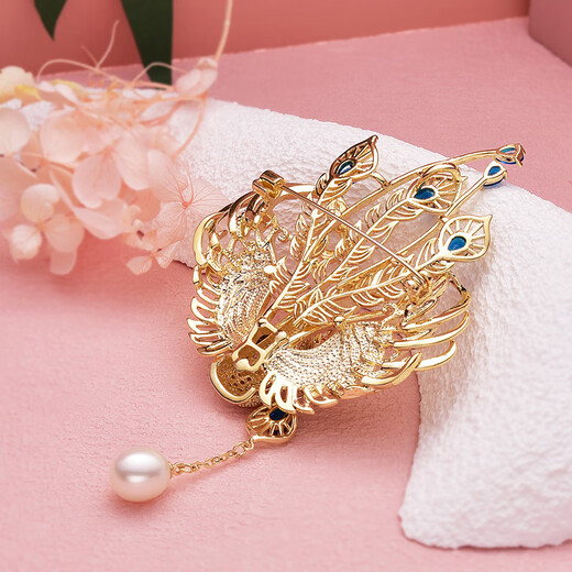 SNQP Big Phoenix brooch high-end exquisite fashion women's cashmere coat Chinese style corsage pin jewelry accessories gold color 761