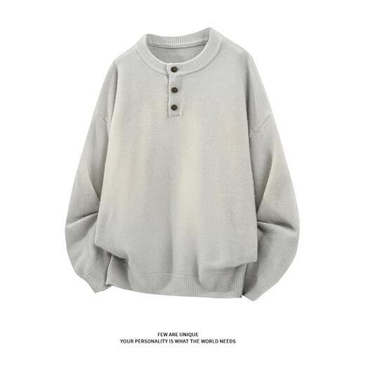 PTAT American retro Henry collar sweater for men in winter, high-end loose casual men's bottoming sweater for men Q7142 floral gray XL