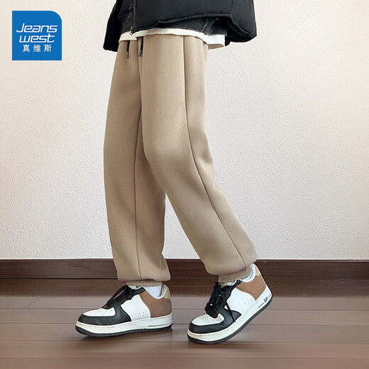 Jeanswest winter men's trousers 2025 new lamb velvet thickened warm leggings trousers teenagers loose sports pants
