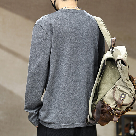 Jingulai American retro Henry collar sweater for men 2025 autumn and winter new style simple large size men's sweater sweater trendy brand dark gray S weight 90-110Jin Jin is equal to 0.5 kg