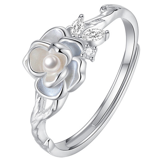 Gin Chie Swarovski zirconium 999 sterling silver ladies camellia ring light luxury commemorative birthday gift for girlfriend and wife