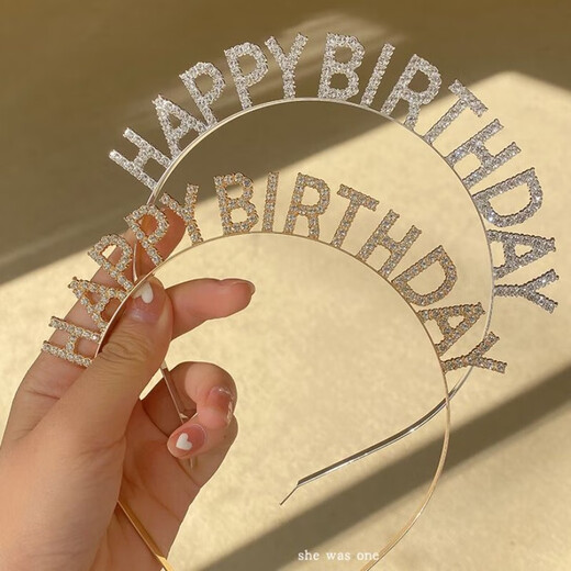 Happy Birthday Headband Goddess Crown Atmosphere Headband Dress Up Korean Hairpin Hair Accessories Silver Happy Birthday