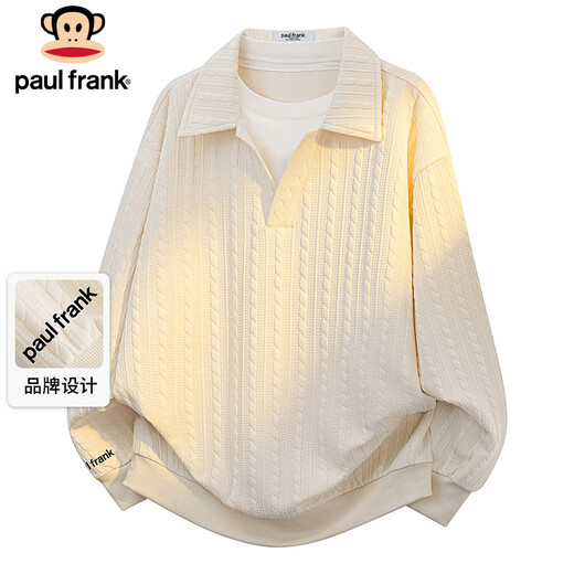 Paul Frank sweatshirt men's spring and autumn American POLO shirt men's casual long-sleeved T-shirt top jacket men's apricot XL