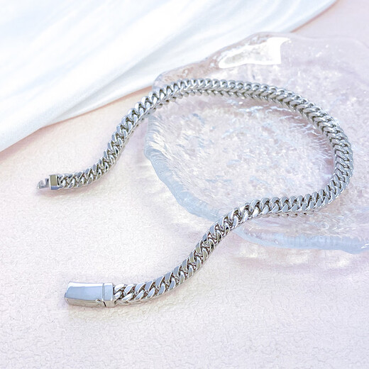 Zhaoliang keel square platinum bracelet for men PT950 platinum solid hand jewelry fashion trendy black craft platinum chain 44.27 grams long 21cm wide about 4.5mm