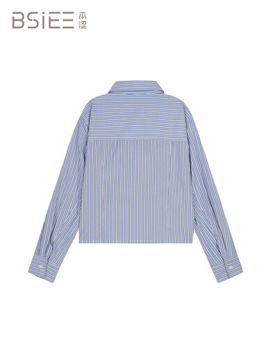 BSIEEBSiEE 2025 winter new classic striped casual pocket design lapel long-sleeved shirt Navy M