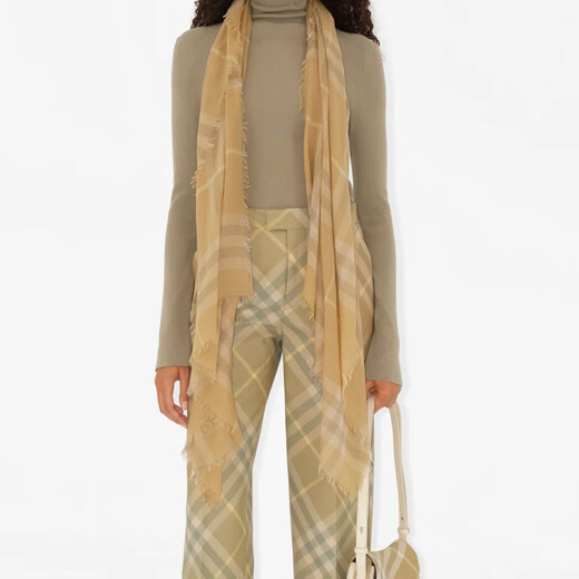 BURBERRY New Year's Gift Burberry Plaid Pattern Shawl Men's Yellow Yellow F