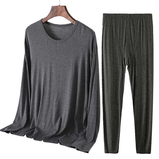 Les vêtements d'automne modaux de Xin Shangyou pour hommes et les pantalons d'automne sont-ils à collier faible lâche élastique ultra-mince usure de filetage d'automne à l'ajustement proche des vêtements et pantalons de fil Gris clair 3xl 160-190jin [Jin est égal à 0,5 kg]