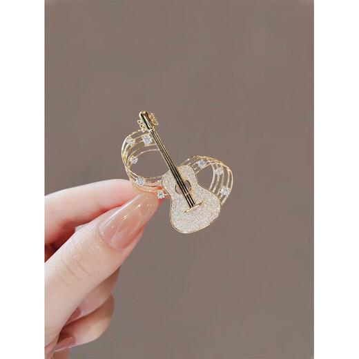 SNQP personalized niche design zircon musical note guitar brooch women's clothing accessories pin musical note guitar brooch