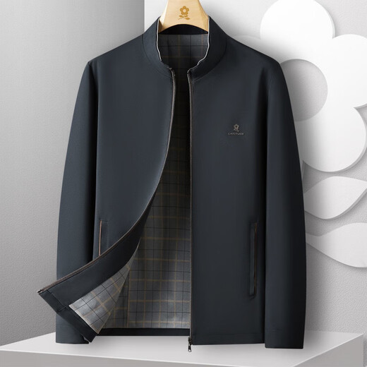 MONTAGUT, an international first-line brand, double-layer stand-up collar & straight and straight autumn and winter plaid men's jacket business coat, navy blue 4XL 58 195/108A 230Jin Jin is equal to 0.5kg within