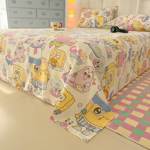 SpongeBob SquarePants double-layer gauze sheet single piece 2025 new single and double dormitory three-piece bed sheet-Crayon Shin-chan single sheet 160x230cm suitable for 0.9/1.2 meters