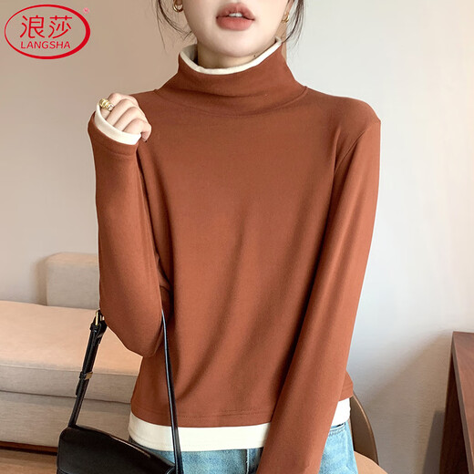 Langsha fake two-piece bottoming shirt for women in winter 2025 new German velvet warm and slim fit inner high-neck long-sleeved top