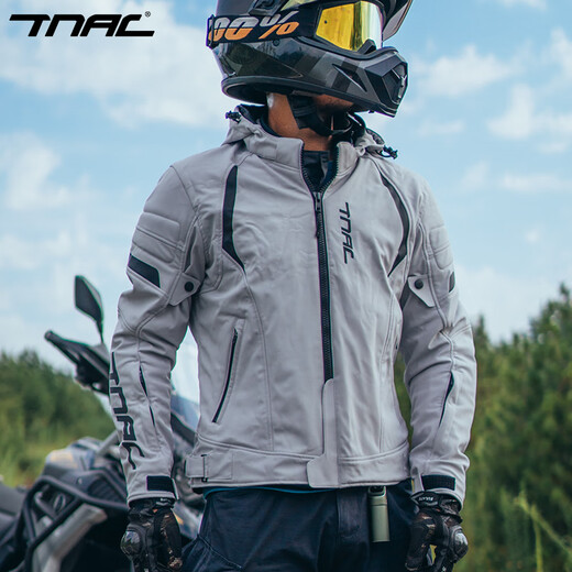 TNAC Tuochi Motorcycle Winter Cycling Clothing Composite Bat Waterproof Commuting Motorcycle Travel Anti-fall and Wear-Resistant Motorcycle Clothing Four Seasons Time and Space Gray Composite + Velvet Tianma Black Winter Warm Suit XL