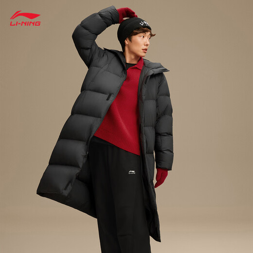 Li Ning Hot Pot Down丨Long Down Jacket Men's 2025 New Duck Down Loose Sports Jacket AYMV513