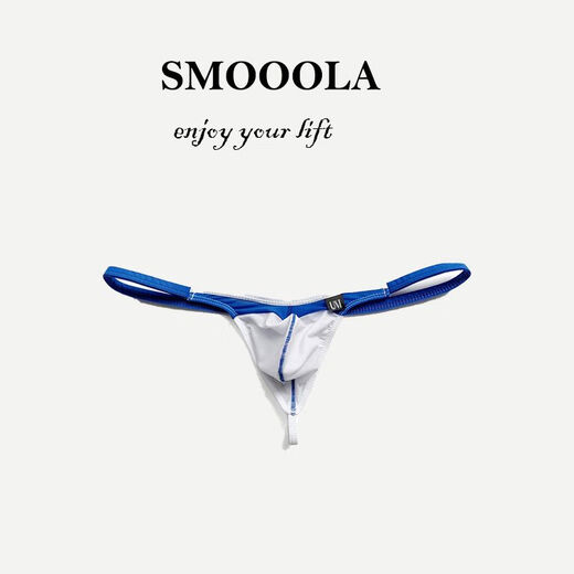 SMOOOLA men's low-waisted candy-colored thong sexy translucent thin T-pants underwear black M2 feet-2 feet 2