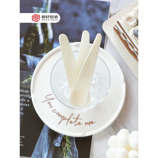 Shantou Lincun Food Grade Packaging Disposable Birthday Cake Spoon Ice Cream Spoon Pudding Spoon Twisted Spoon Takeaway Plastic Spoon Tableware White 100 Count (Specifications 5 Count/Pack)