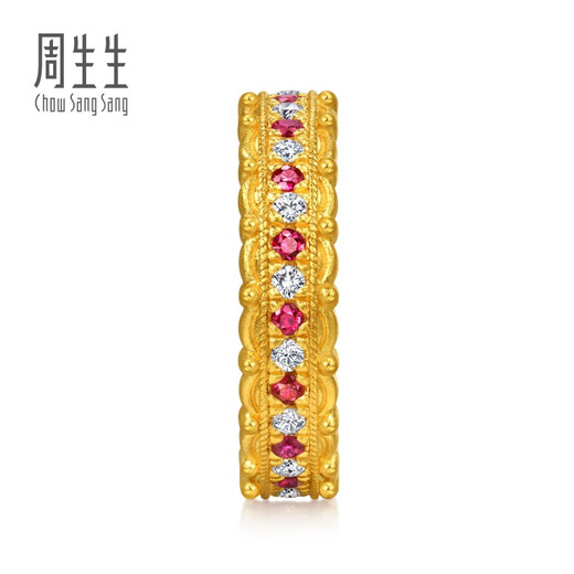 Chow Sang Sang Ruby Hongfu Gold Ring Cultural Blessing Pure Gold Inlaid Diamond Ring 96038R Pricing 12 Circles