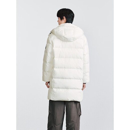 GXG Men's Simple White Windproof Hood Design Men's Casual Commuting Long Down Jacket 2025 Winter New Product White S