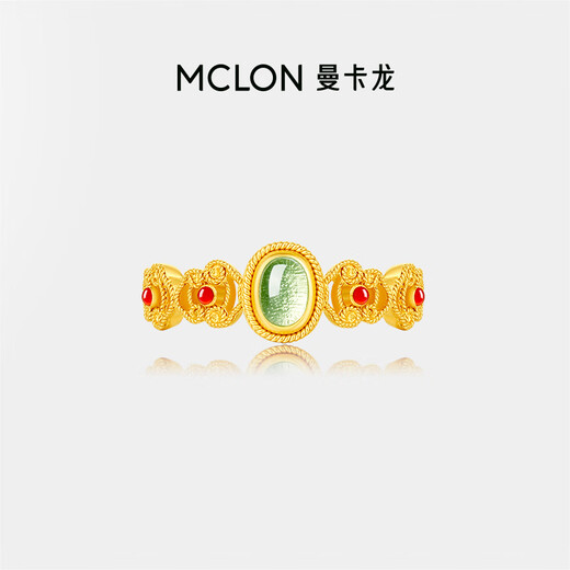 Mankalong gold ring for women, filigree Fenghua, spring water topaz enamel, ancient pure gold birthday gift for girlfriend No. 15 (including labor cost 219 yuan/g) 4.86g