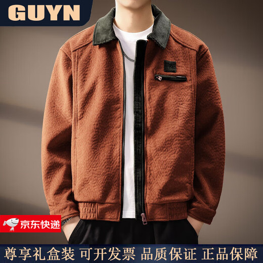 GUYN High-End Brand Men's American Retro Corduroy Jacket Men's 2025 Autumn Lapel Loose Casual Jacket Men's Army Green Army Green 2XL 185