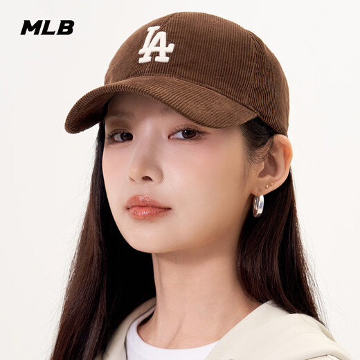 MLB Official Male and Female Couple Versatile Large Logo Fashion Casual Corduroy Baseball Cap 24 Autumn and Winter CPWC1 Los Angeles Dodgers/Brown One Size