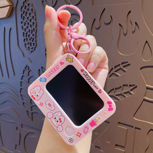 Early education educational handheld mini electronic game console toy, nostalgic classic computer tic-tac-toe game, LCD handwriting board, creative gift keychain pendant, mini handwriting board keychain (one random color)