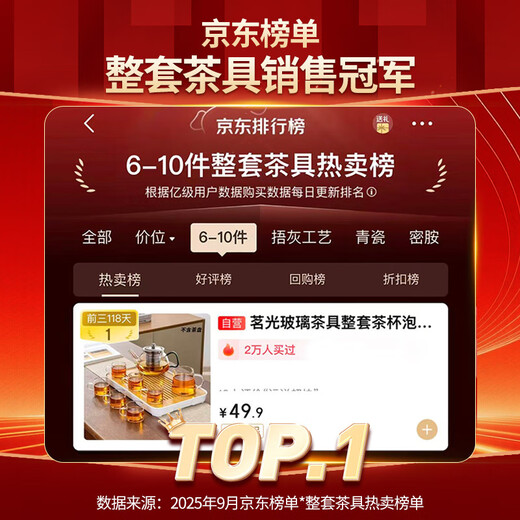 Mingguang glass tea set complete set of teacup teapot set household kung fu tea set with male cup tea set