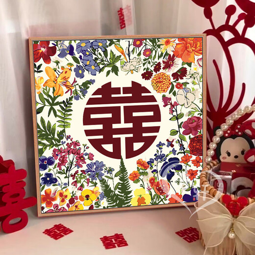 
MPPMCK New Wedding Word Number Oil Painting Drawing DIY Hand-colored Acrylic Oil Painting Painting Gifts for Friends Nx13576 20x20cm Tightened solid wood inner frame + outer frame (no installation, four colors available, environmentally friendly highlight paint + eye protection oil painting Canvas + painting Brush set + accessories