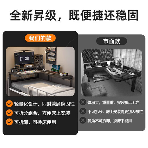 Pupai dormitory bed desk dormitory bed computer desk college student bunk bed lazy desk corner game computer table corner model 15MM thick desktop + elevated shelf charcoal black 90cm