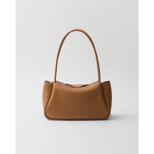 PRADA Women's caramel calfskin metal zipper handbag 1BA444_2CYS_F03BH_V_OVX 1BA444_2CYS_F03BH_V_OVX