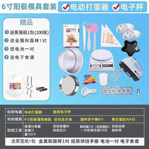 TYZAYR Japanese cake mold, pizza baking pan, oven utensils for novices to make small cakes and biscuits at home, newly upgraded novice six-inch anode set