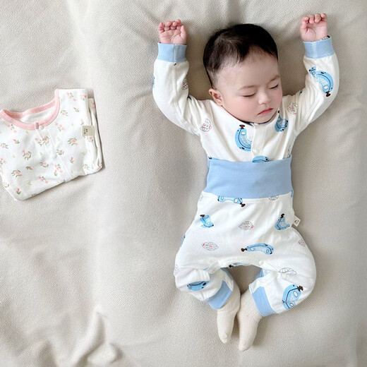 小红书爆款四季婴儿衣服新生儿无骨打底开扣秋衣套装分体二件230 粉红色 cm 52