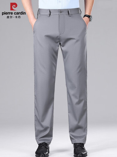 Pier Cardin men's pants casual pants in summer cool elastic ironing straight ice silk middle-aged pants thin black [16761 style] 29 [95110Jin [Jin equals 0.5 kg] wear] uniform size